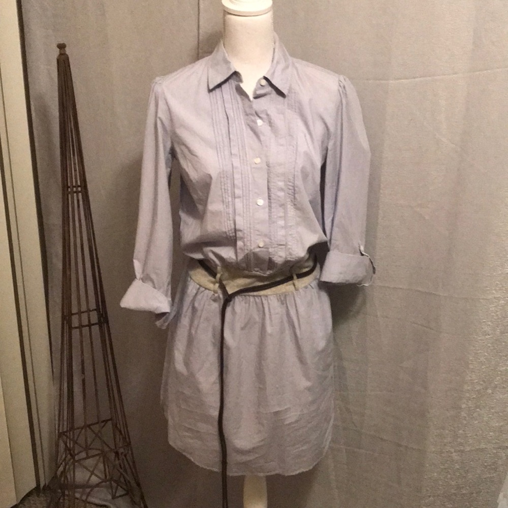 Pinstriped dress with flattering waist